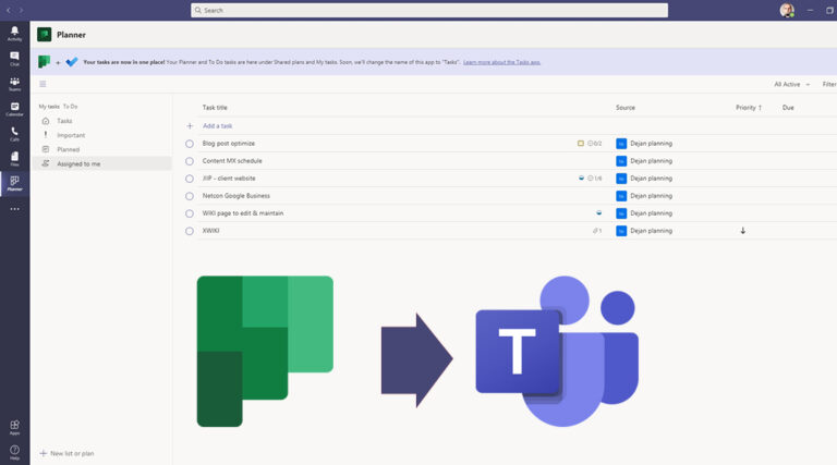 Tasks app in Microsoft Teams